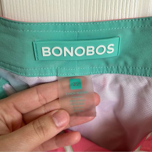 Bonobos Men’s Pink and White Striped Swim Trunks - Picture 4 of 5